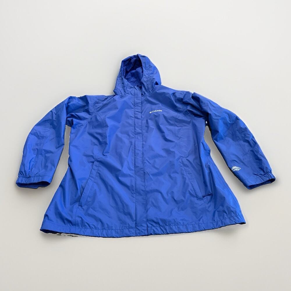Columbia Womens Blue Omni-Tech Waterproof Hooded Full Zip Raincoat 1X RW2436